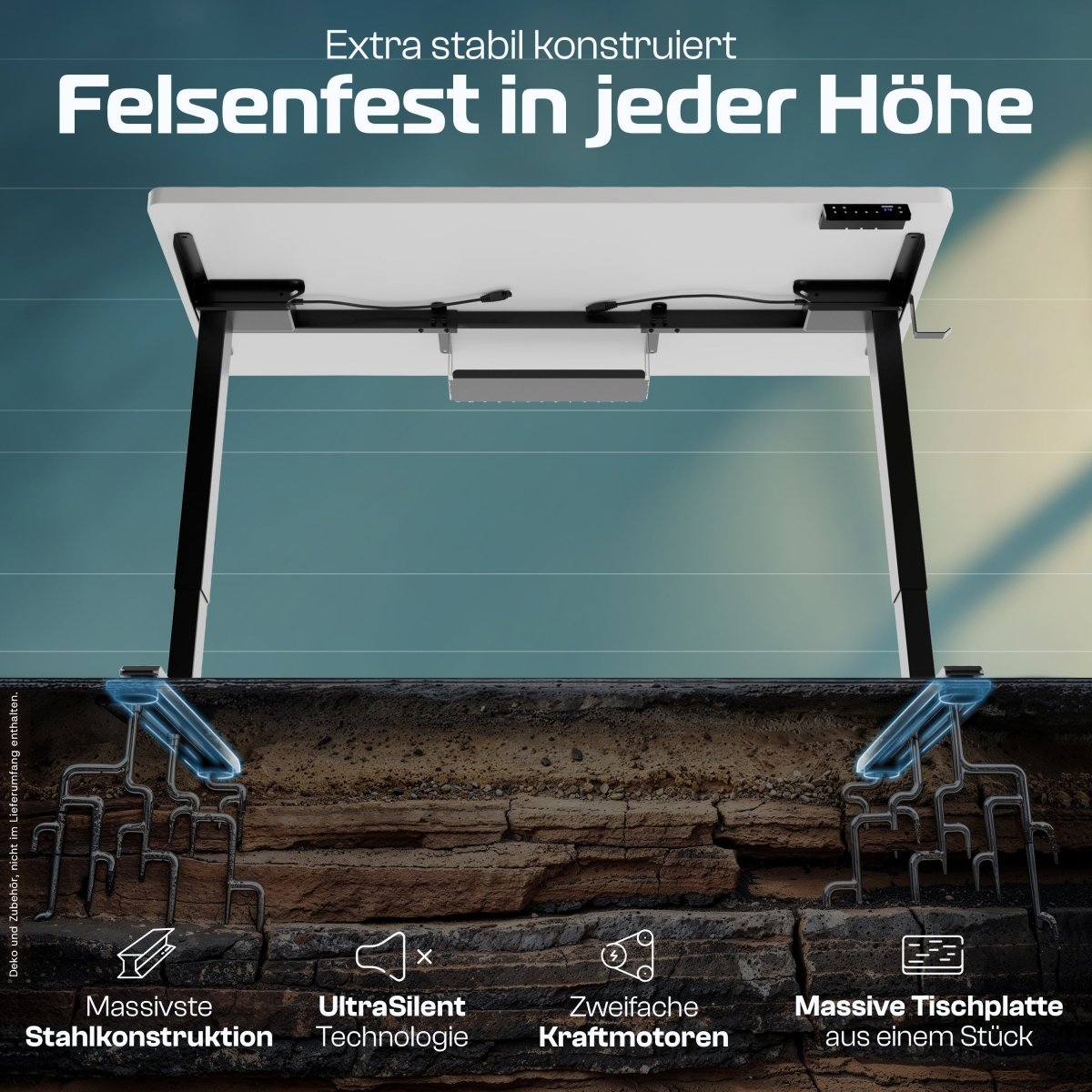 CleverDesk – Elektrisch höhenverstellbarer Schreibtisch - Clouvou 160 x 80cm