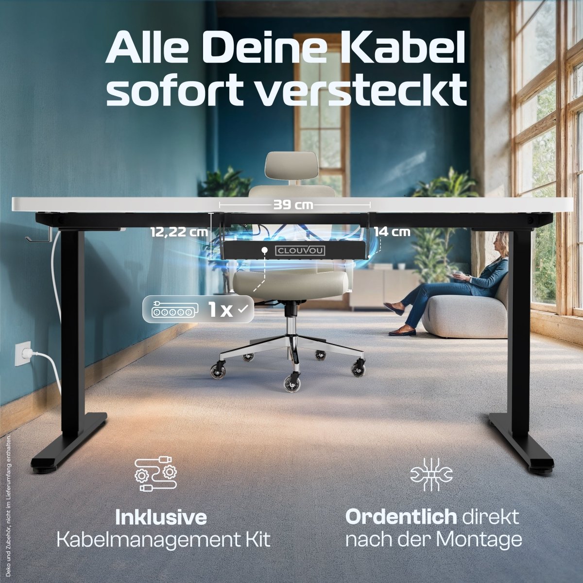 CleverDesk – Elektrisch höhenverstellbarer Schreibtisch - Clouvou 160 x 80cm