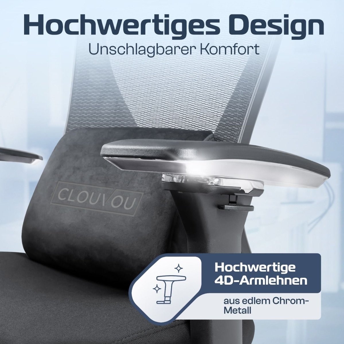 CLOUVOU CleverSeat - Ergonomischer Bürostuhl "Zeitloses Design trifft auf unschlagbare Qualität" - Clouvou #farbe_schwarz