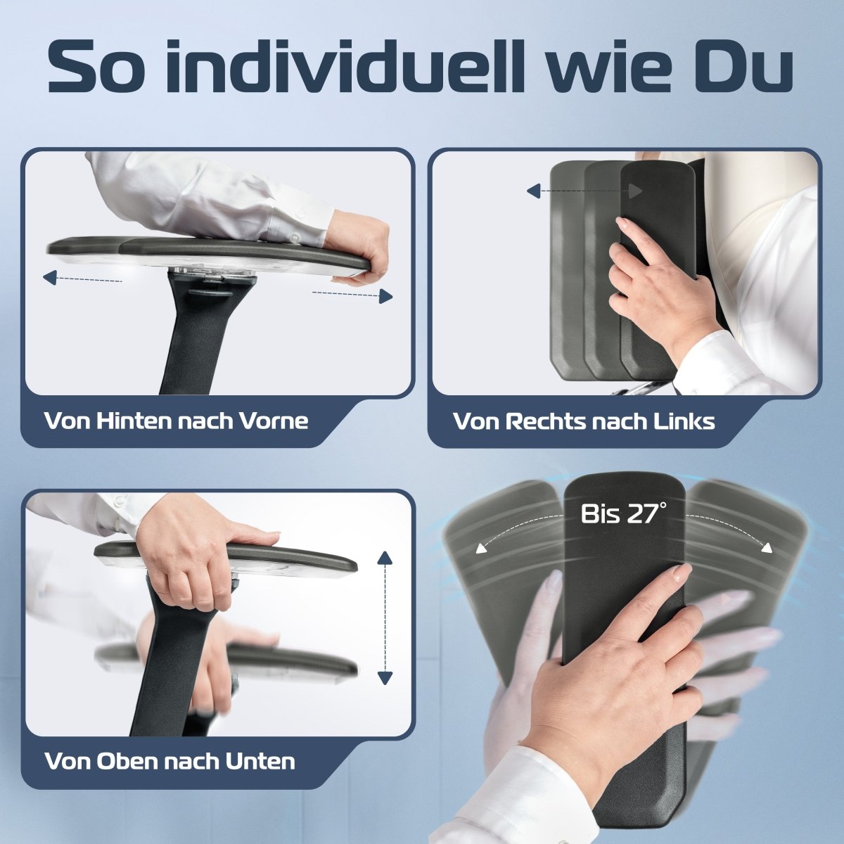 CLOUVOU CleverSeat - Ergonomischer Bürostuhl "Zeitloses Design trifft auf unschlagbare Qualität" - Clouvou #farbe_grau