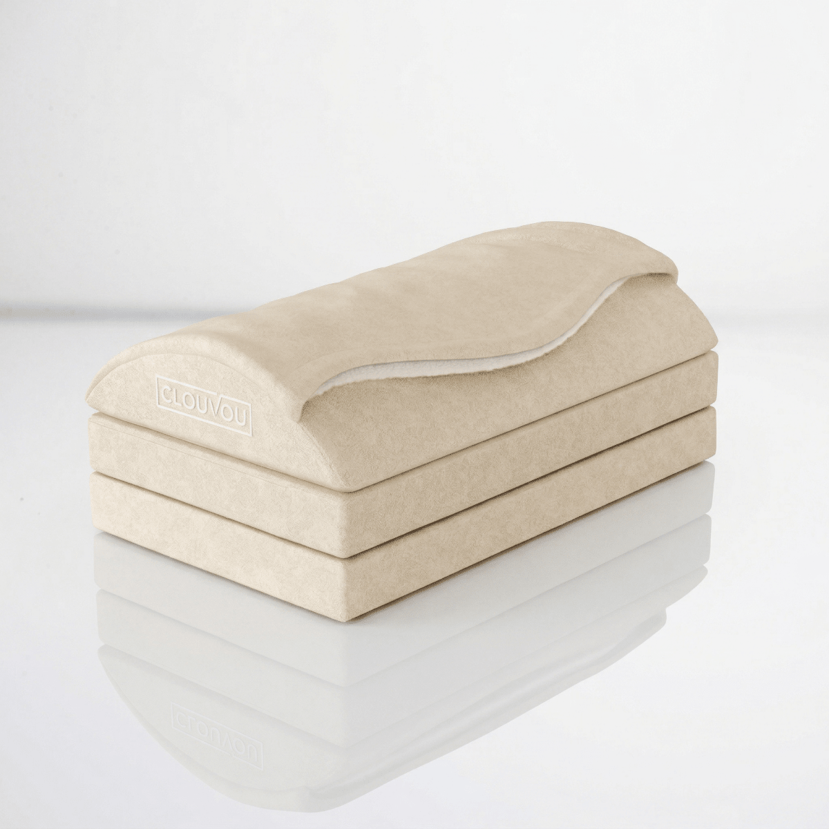 CLOUVOU MasterRest – Ergonomische Fußstütze | 3 Höhenstufen & Wärmetasche - Clouvou Beige
