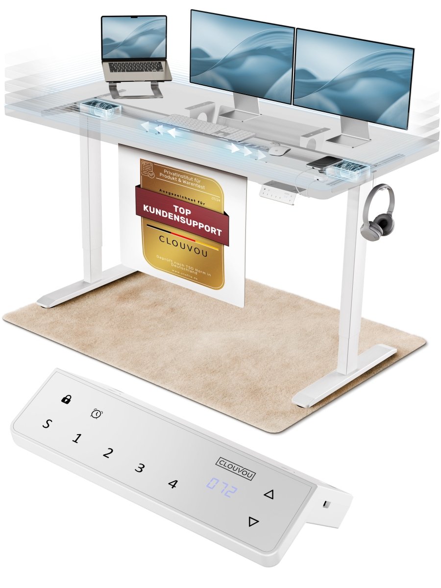 CLOUVOU ProDesk - Höhenverstellbares Schreibtischgestell (nur Gestell) - Clouvou Weiß