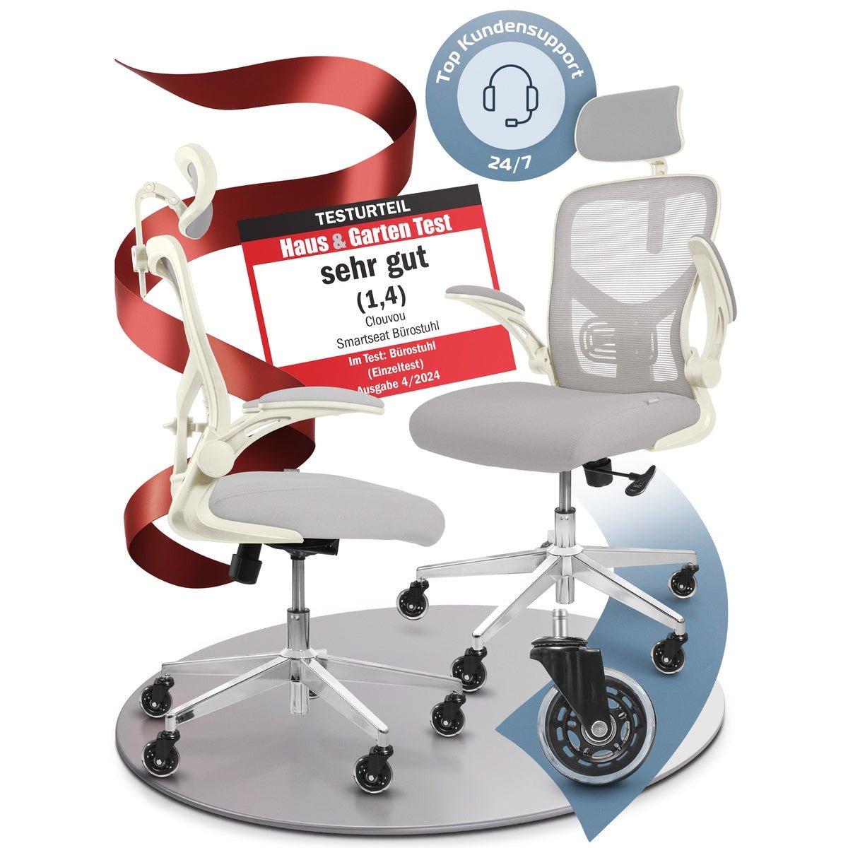 CLOUVOU SmartSeat – Ergonomischer Bürostuhl "Dein verlässlicher Begleiter im Arbeitsalltag" - Clouvou #farbe_creme