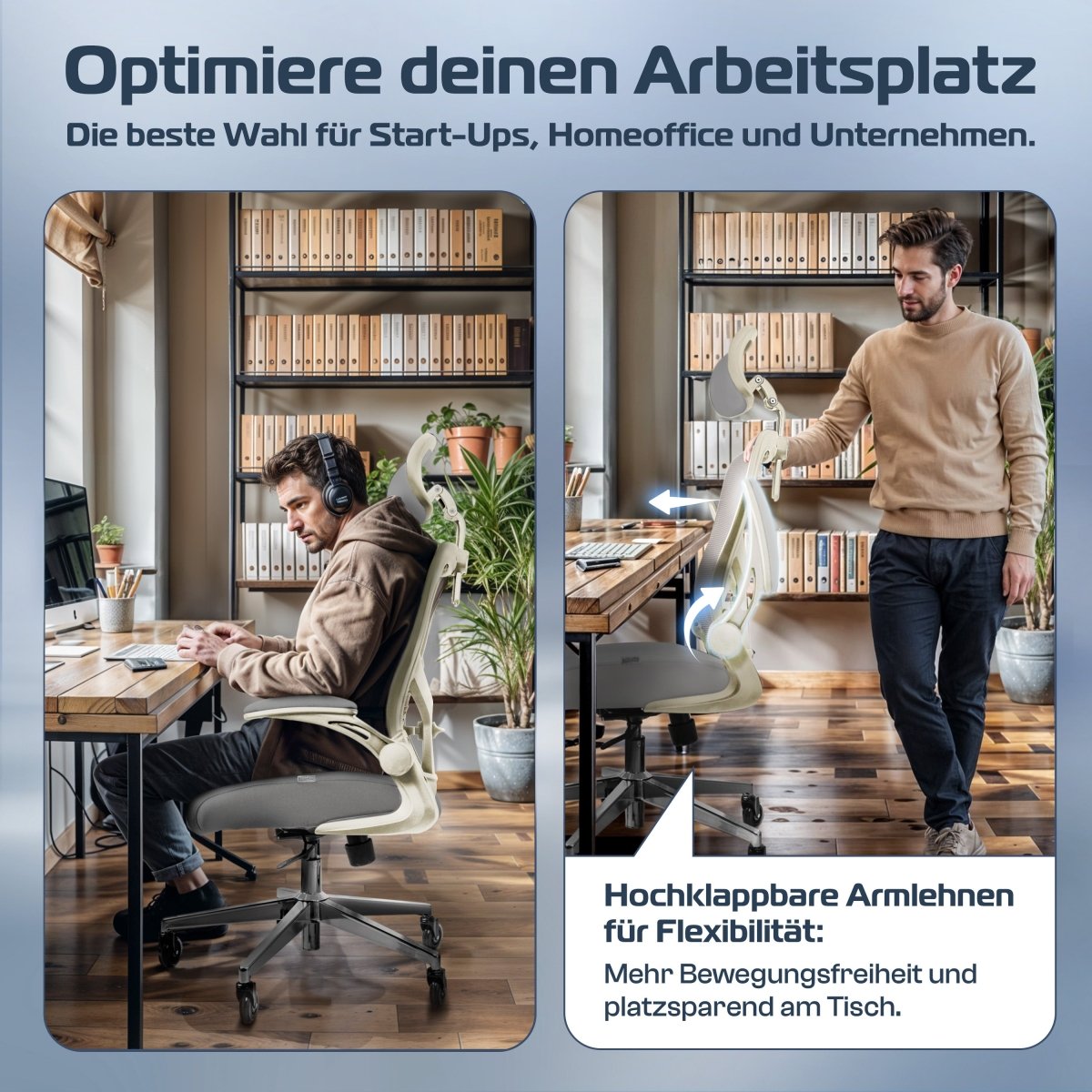 CLOUVOU SmartSeat – Ergonomischer Bürostuhl "Dein verlässlicher Begleiter im Arbeitsalltag" - Clouvou#farbe_creme
