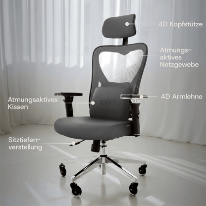 CLOUVOU CleverSeat - Ergonomischer Testsieger Bürostuhl - Clouvou Grau