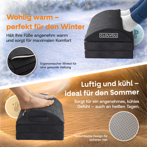 Clouvou MasterRest – Repose-pieds ergonomique | 3 niveaux de hauteur & poche chauffante