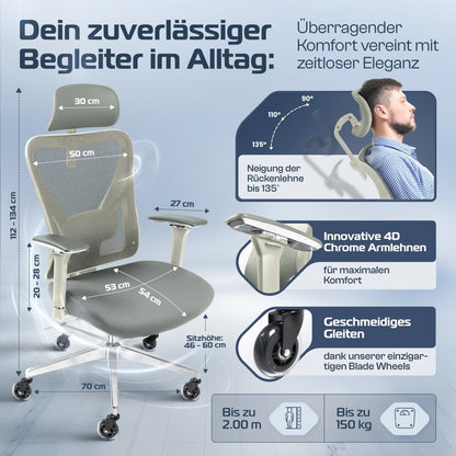 CLOUVOU CleverSeat - Ergonomischer Bürostuhl "Zeitloses Design trifft auf unschlagbare Qualität" - Clouvou 