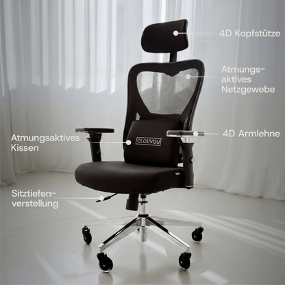 CLOUVOU CleverSeat - Ergonomischer Testsieger Bürostuhl - Clouvou Grau