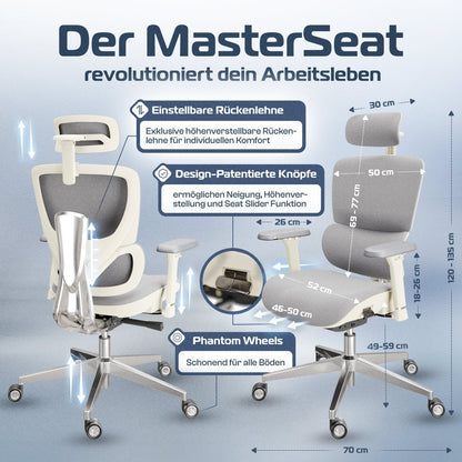 CLOUVOU MasterSeat – Ergonomischer Premium Bürostuhl - Clouvou Creme