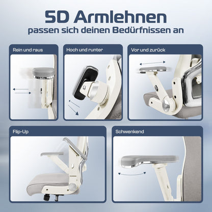 CLOUVOU PowerSeat – Ergonomischer Bürostuhl "Sitzen wie ein König – Komfort neu definiert" - Clouvou #farbe_creme