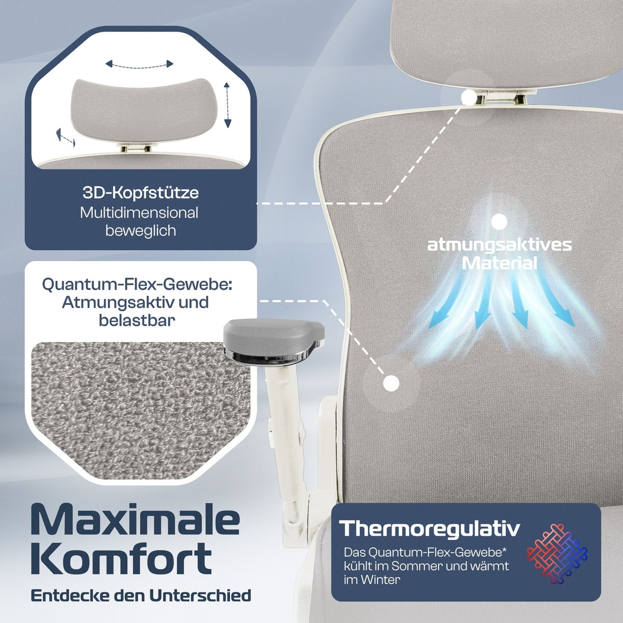 CLOUVOU PowerSeat – Ergonomischer Bürostuhl "Sitzen wie ein König – Komfort neu definiert" - Clouvou #farbe_creme