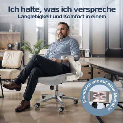 CLOUVOU PowerSeat – Ergonomischer Bürostuhl "Sitzen wie ein König – Komfort neu definiert" - Clouvou #farbe_creme