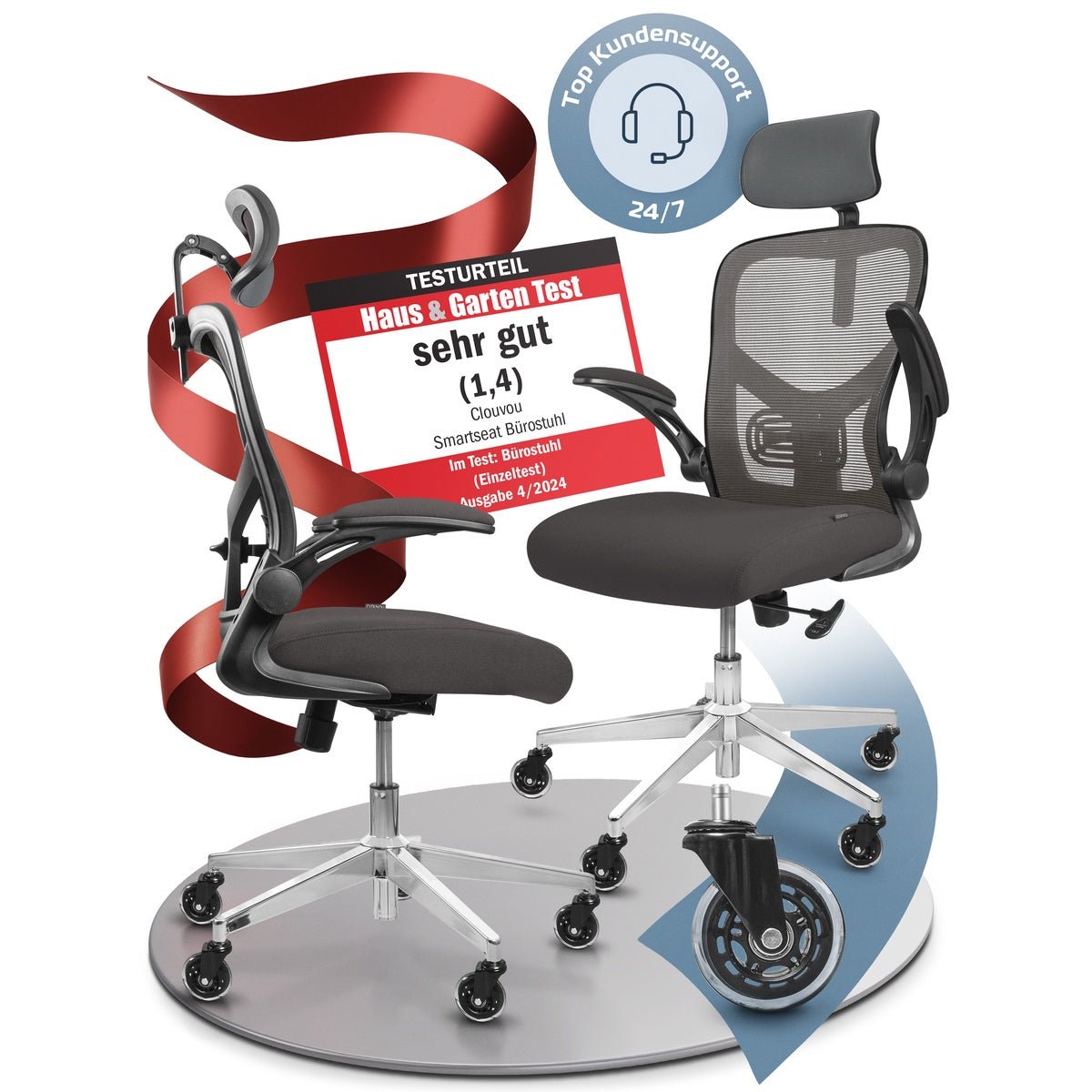 CLOUVOU SmartSeat – Ergonomischer Bürostuhl "Dein verlässlicher Begleiter im Arbeitsalltag" - Clouvou