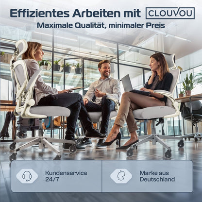 CLOUVOU SmartSeat – Ergonomischer Bürostuhl "Dein verlässlicher Begleiter im Arbeitsalltag" - Clouvou