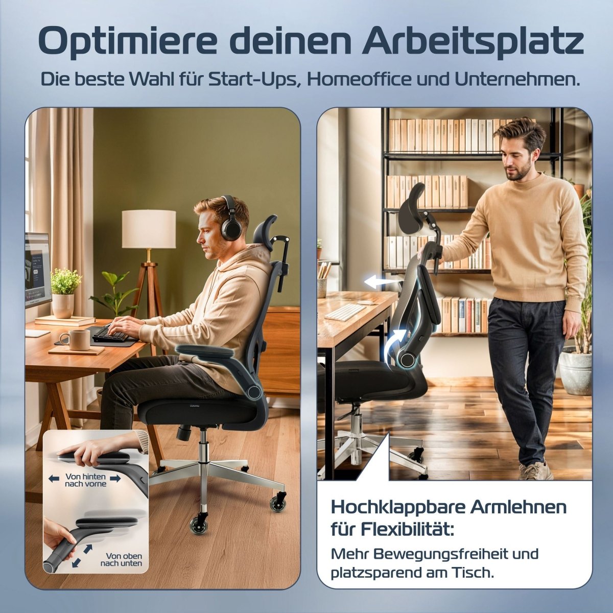 CLOUVOU SmartSeat – Ergonomischer preiswerter Bürostuhl - Clouvou Creme